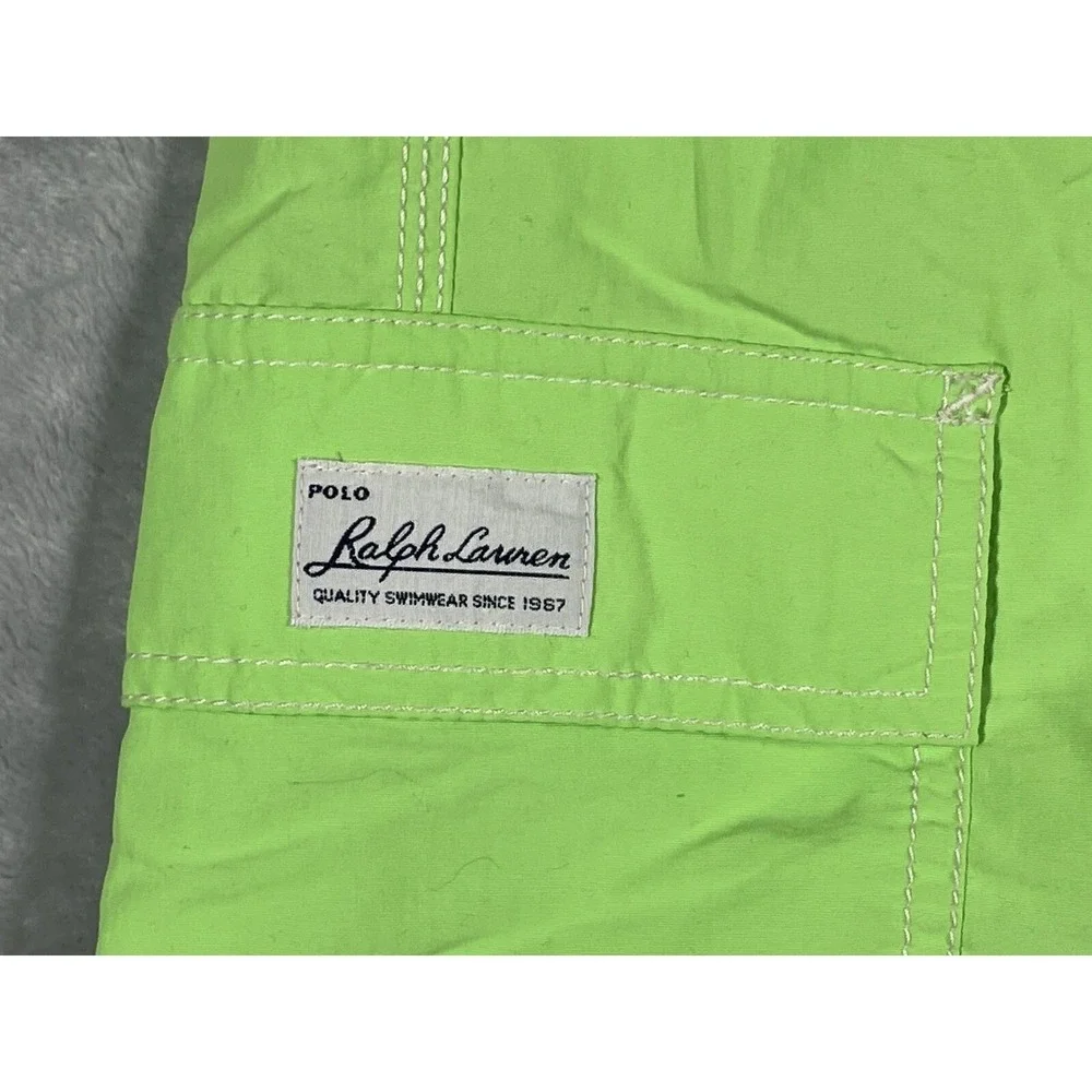 Polo Ralph Lauren Mens Lime Green Cargo Board Shorts Swim Trunks Size M RN41381